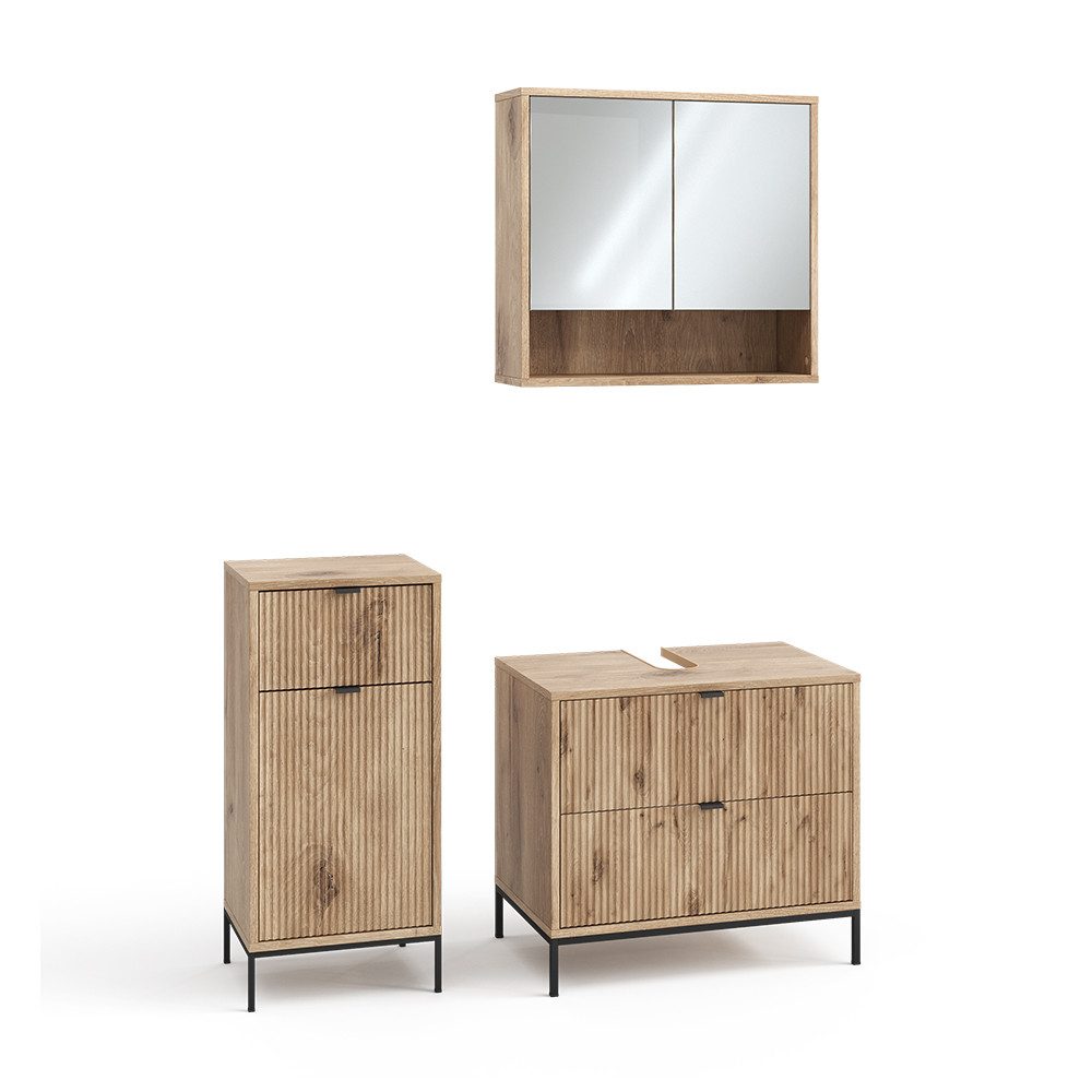 Vicco Badmöbel-Set Eliza, Viking Oak, 3 Teile, (3-St., 3er Set)