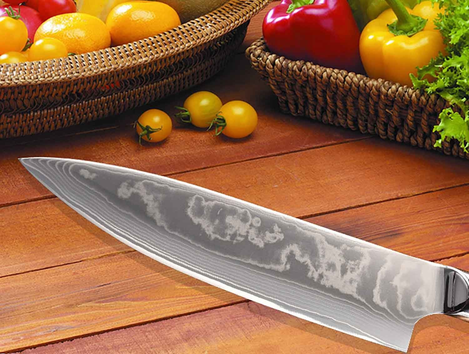 Muxel Kochmesser Hochwertiges Chefkoch Küchen-Messer Hammerschlag Kohlenstoff-K, V10 Klinge Carbon Edelstahl