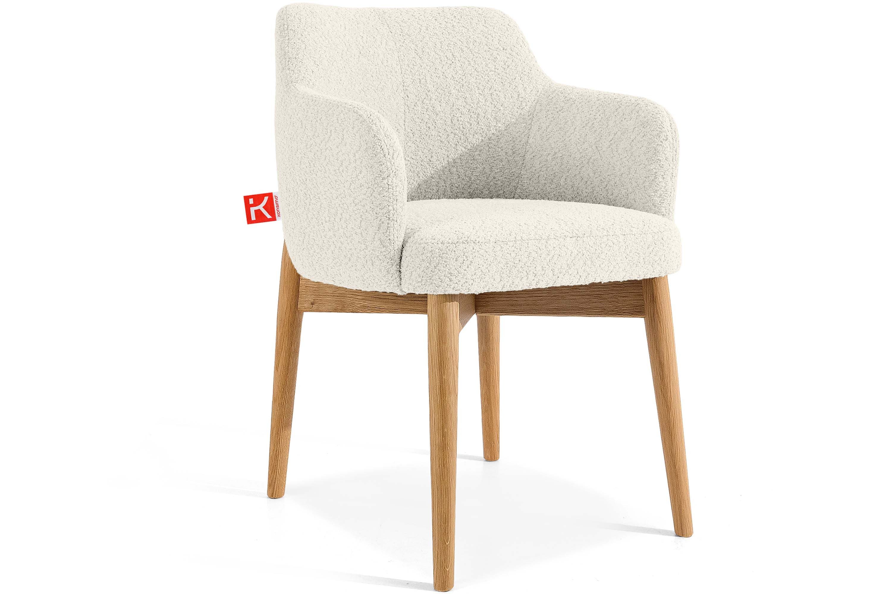 KONSIMO® Polsterstuhl Esszimmerstuhl LUCCI Loungesessel, Premiumqualität aus EU (Massivholzeiche), superstabiler Massivholzrahmen, Boho, Modern, mit Armlehnen