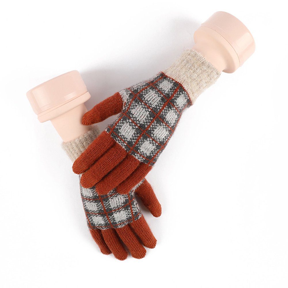 ManKle Strickhandschuhe Touchscreen Dicker Handschuhe Strick Fingerhandschuhe Warm Rot