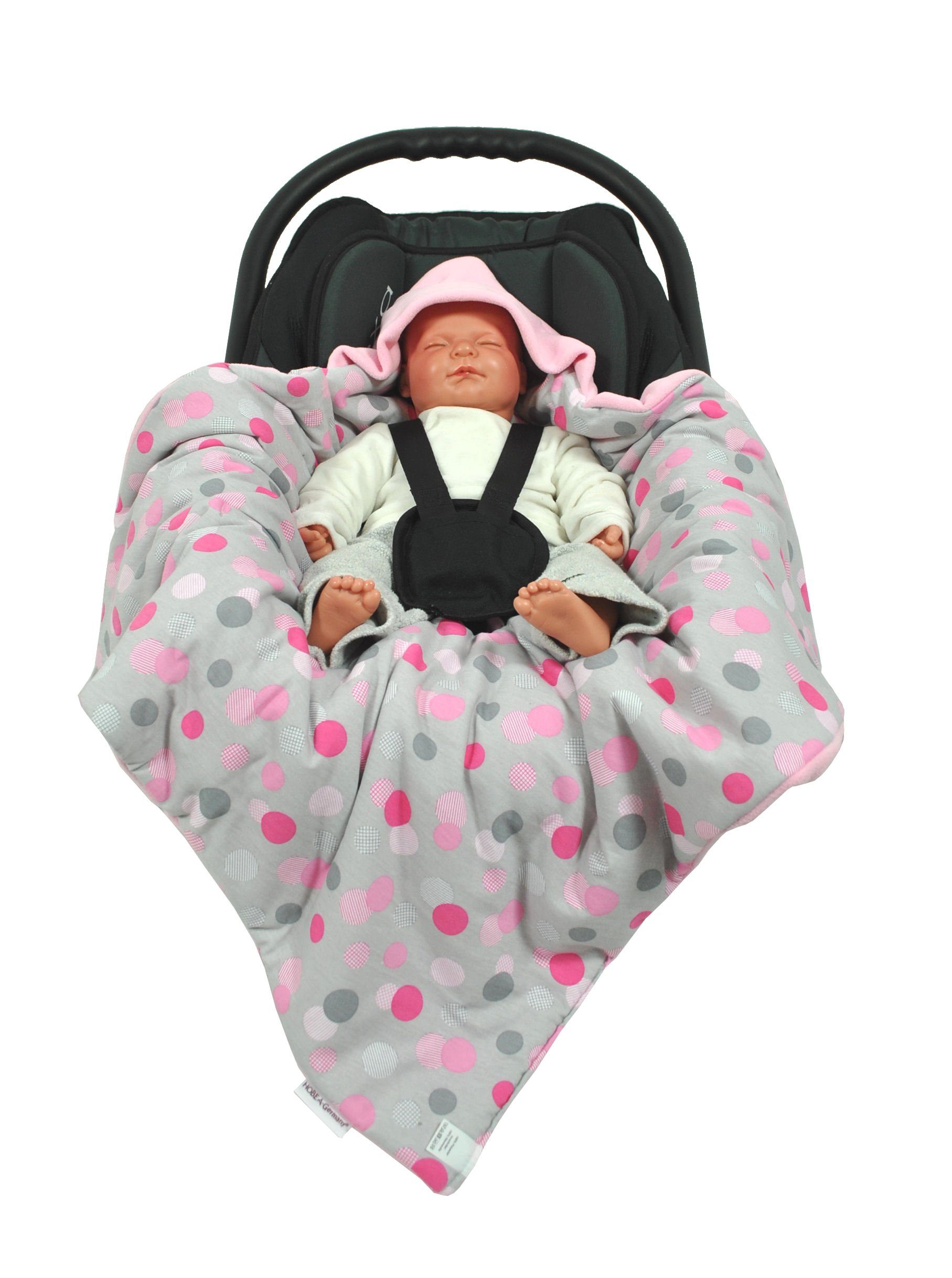 Einschlagdecke Fußsack für die Babyschale für rosa/Punkte Babyschalenfußsack Punkt Winter, 3 HOBEA-Germany, Babyschale geeignet