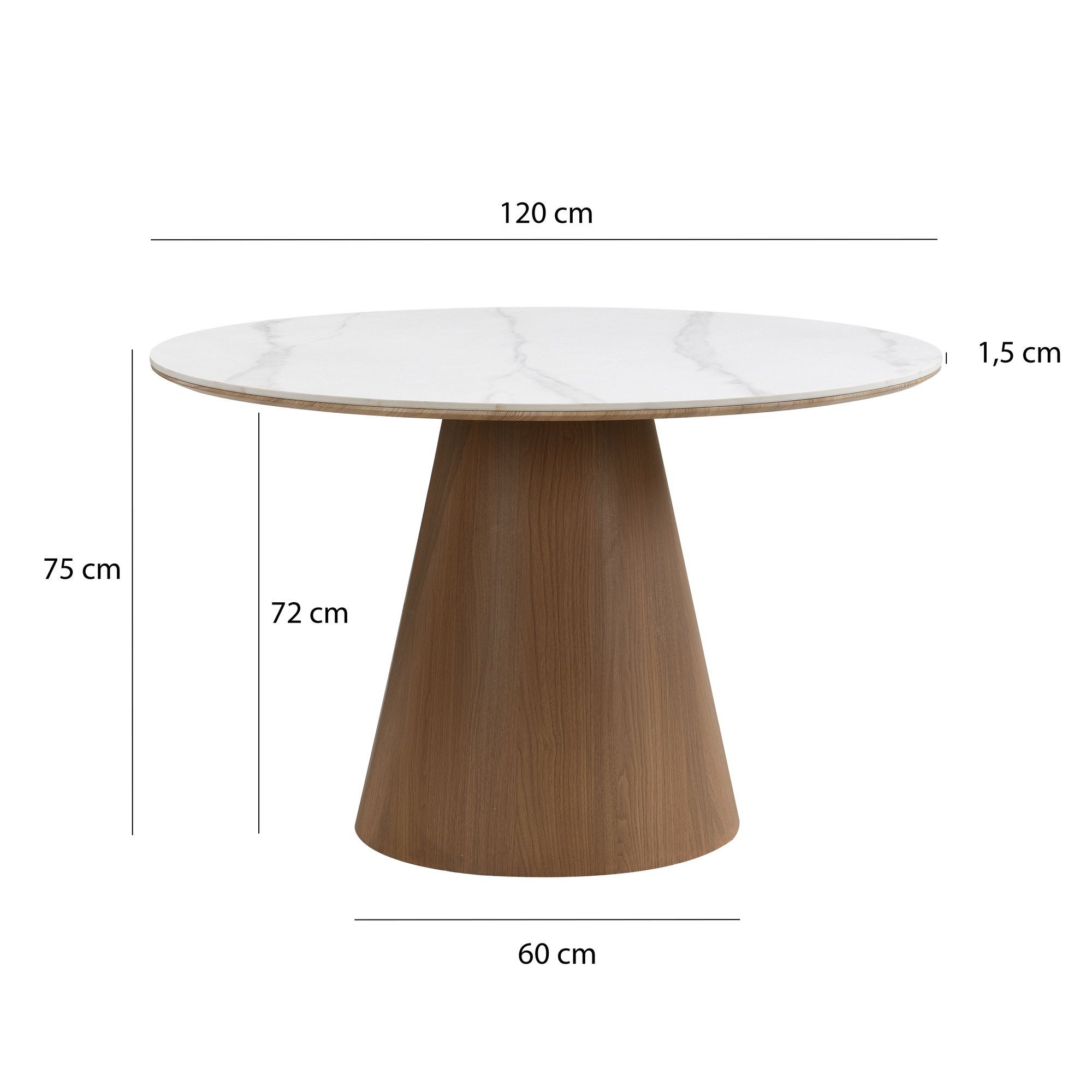 FINEBUY Esstisch FB115647 Esszimmertisch 120cm Marmor Optik rund Küchentisch 6 Personen (Runder Tisch für stilvolle Essbereiche), Robust und elegant für den täglichen Gebrauch