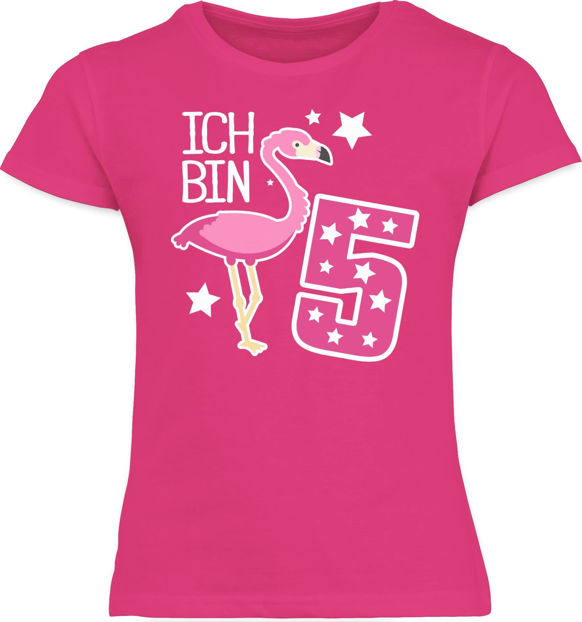Shirtracer T-Shirt Ich bin fünf 1 Fuchsia 5. Geburtstag Flamingo
