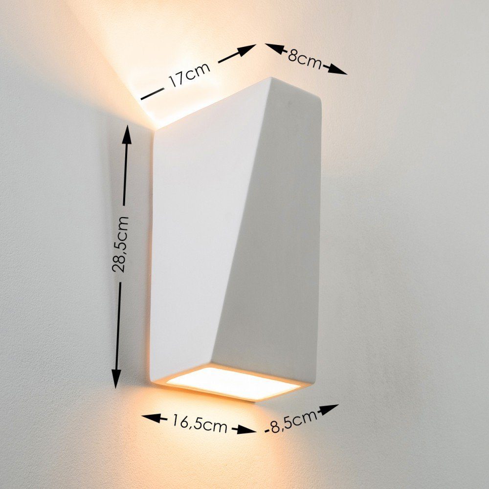 hofstein Wandleuchte »Carenno« Wandlampe aus Keramik in Weiß, ohne Leuchtmittel, mit Up & Down-Effekt, E27, mit handelsüblichen Farben bemalbar