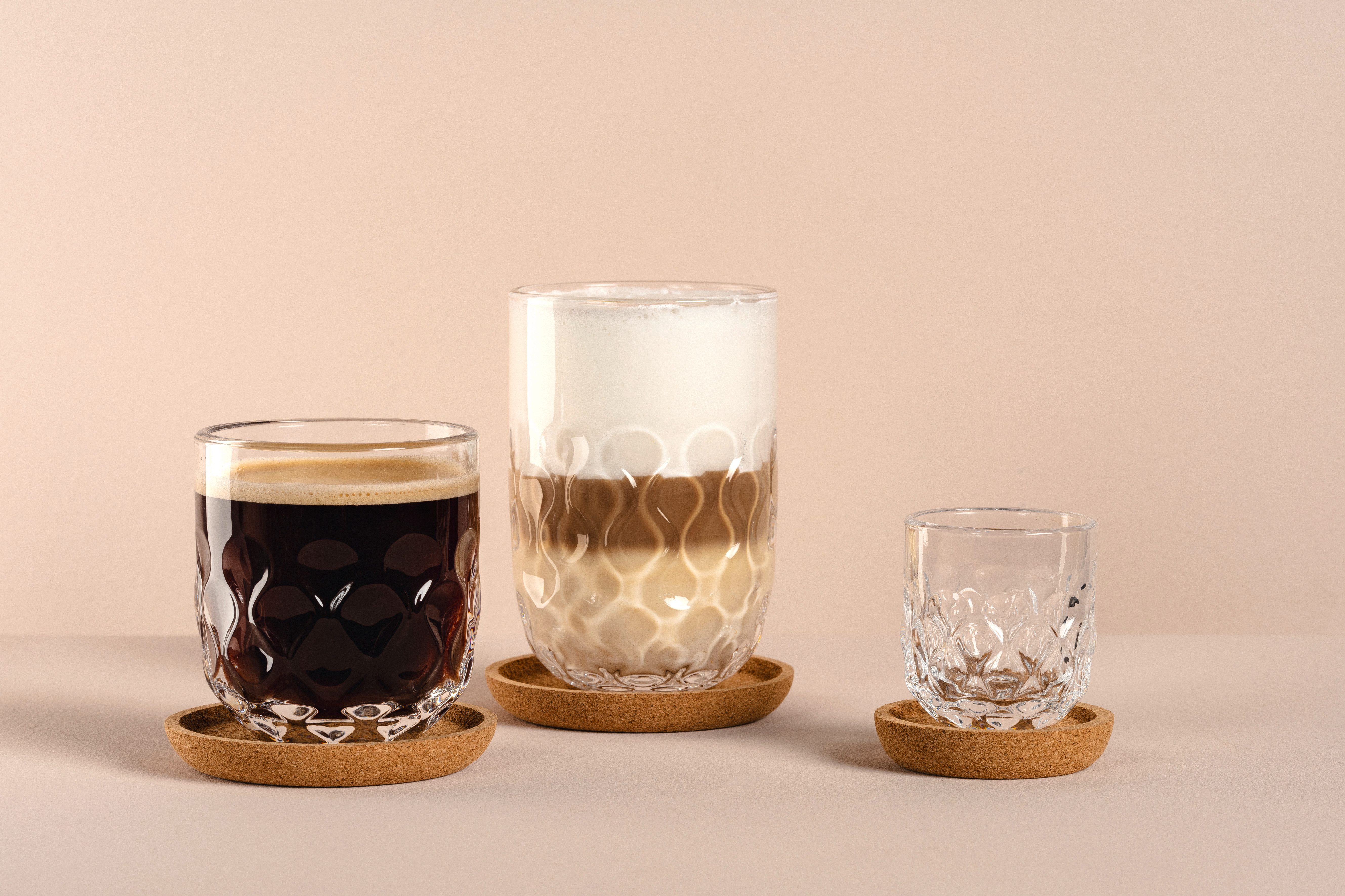 LEONARDO Latte-Macchiato-Glas GOCCE, 380 ml, 6er-Set, 6-tlg., Glas, 2. Variante, mit Tropfenrelief