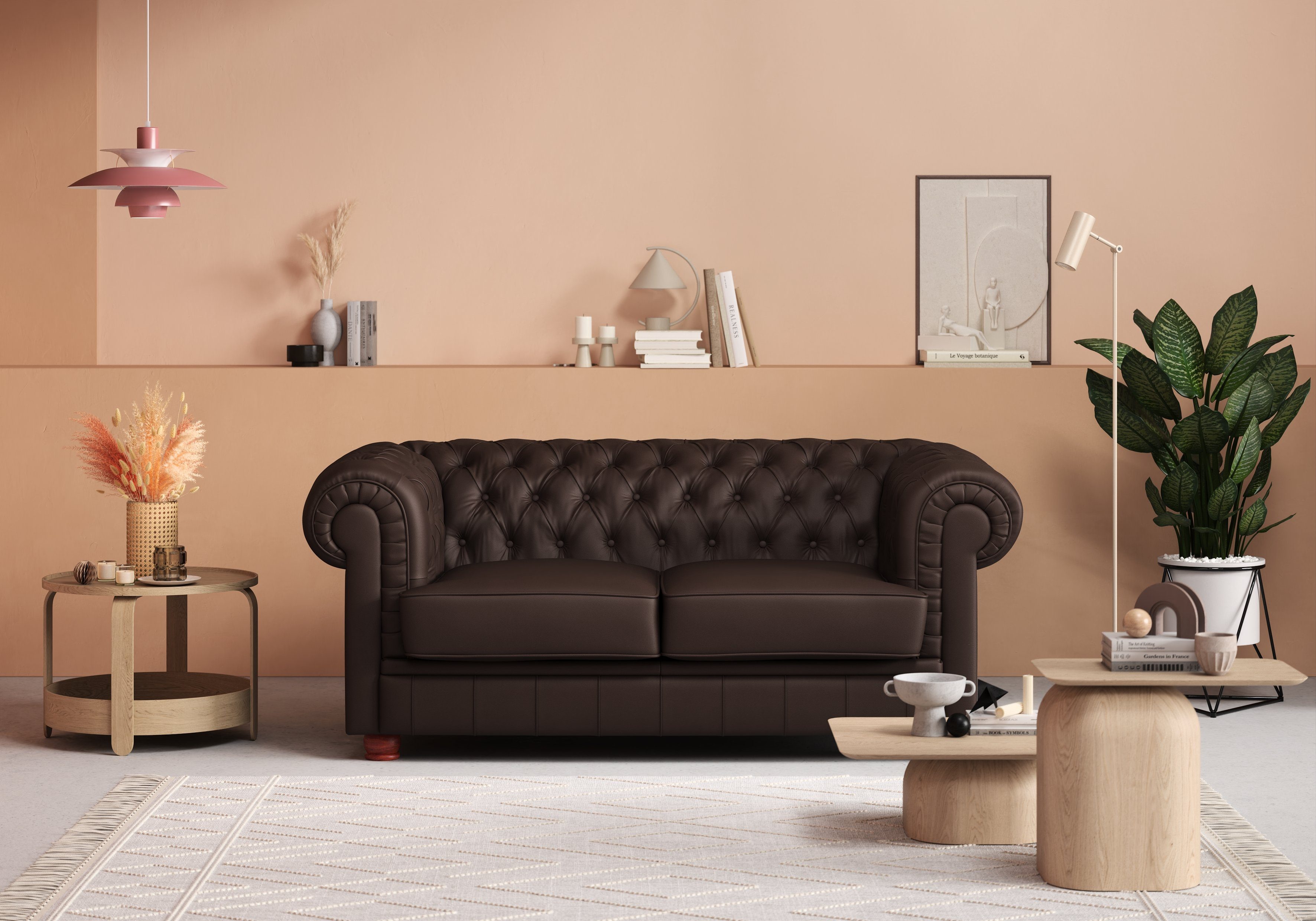 Max Winzer® Chesterfield-Sofa Kent 2-Sitzer, edel und bequem, hochwertige Detailverarbeitung, mit aufwendiger Knopfheftung, komfortable Armlehne, Breite 175 cm