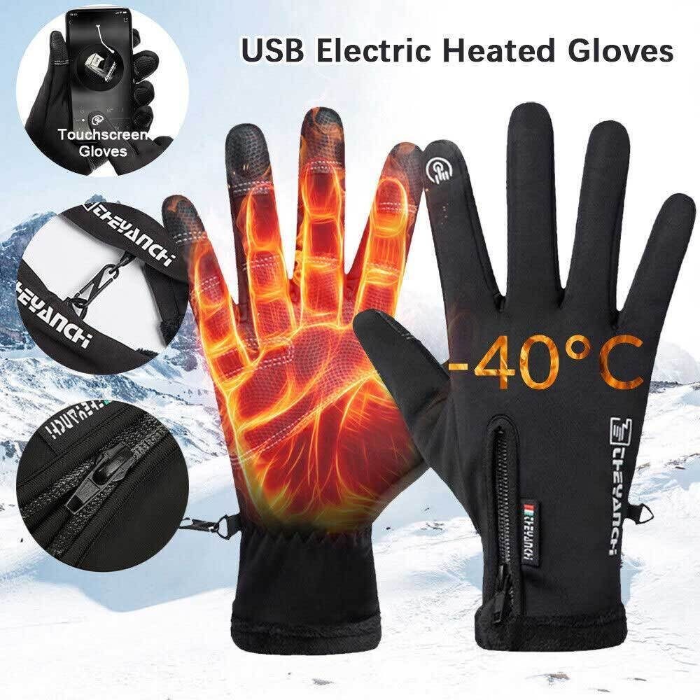 götäzer Winter-Arbeitshandschuhe USB -Elektroheizung 5 bezieht sich auf heiße Winterhandschuhe Warm,wasserdicht,Touchscreen,geeignet für Fahrräder, Skifahren,Angeln Schwarz