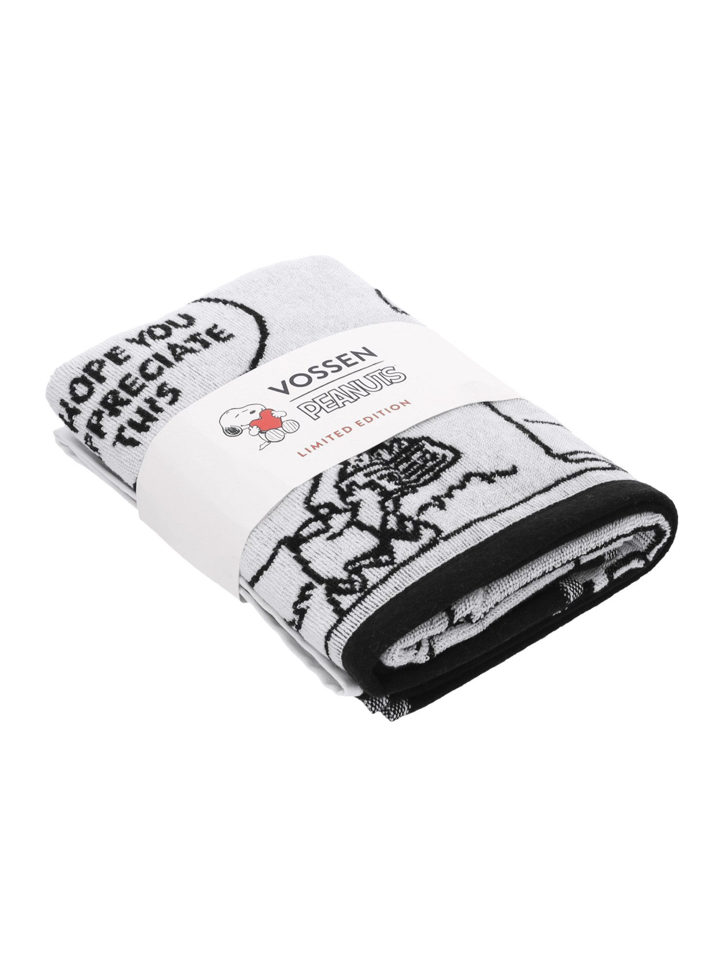 Vossen Handtuch Handtuch Peanuts Moments, Jacquard (Stück, 1-St), elegant in Schwarz-Weiß