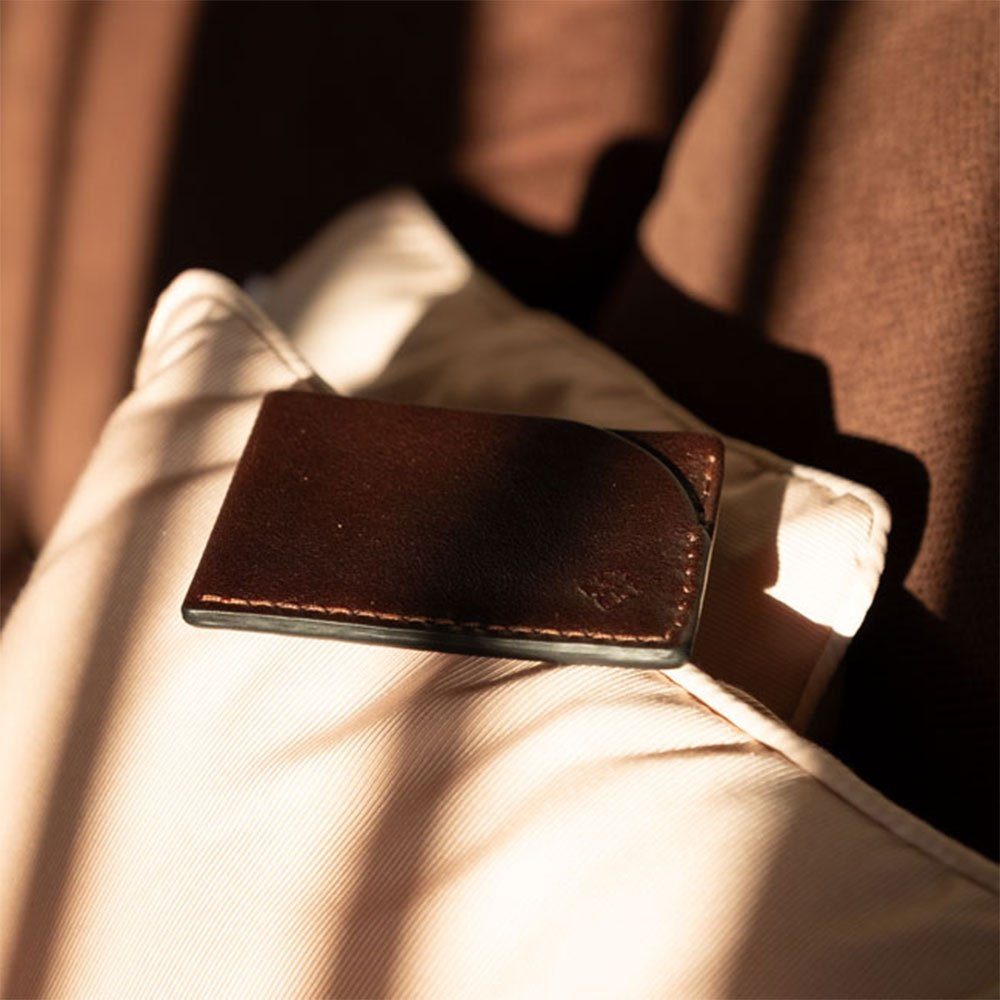 Zeitloses handgenäht QIRAS Kartenetui Klein Portemonnaie (1-tlg), Design, aus Duke sorgfältig Extra Wallet Leder. Geldbörse - Geldbörse Smart ausgewähltem Braun