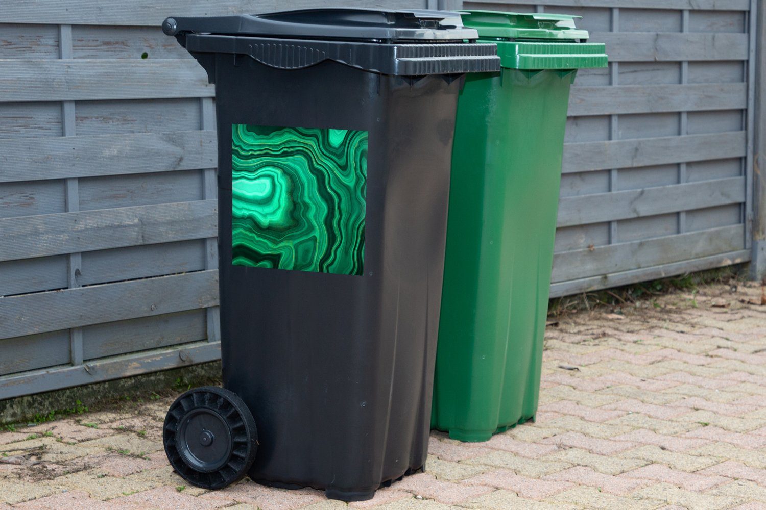 Mülltonne, St), Mülleimer-aufkleber, - Wandsticker Steine Abfalbehälter - Grün Geode Container, (1 Achat - MuchoWow Sticker,