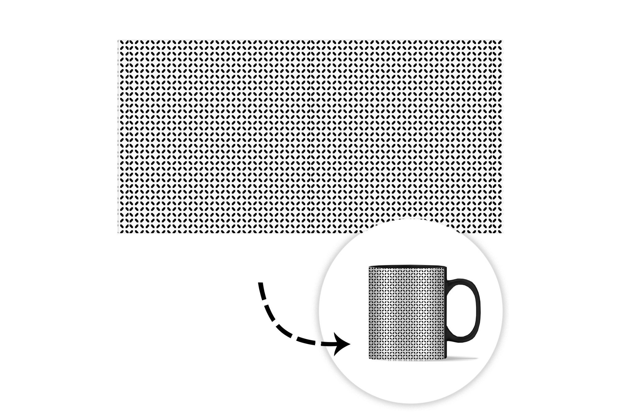 Schwarz Muster MuchoWow Teetasse, Zaubertasse, Geschenk - Abstrakt, Farbwechsel, Tasse - Kaffeetassen, - Weiß - Keramik, Geometrie
