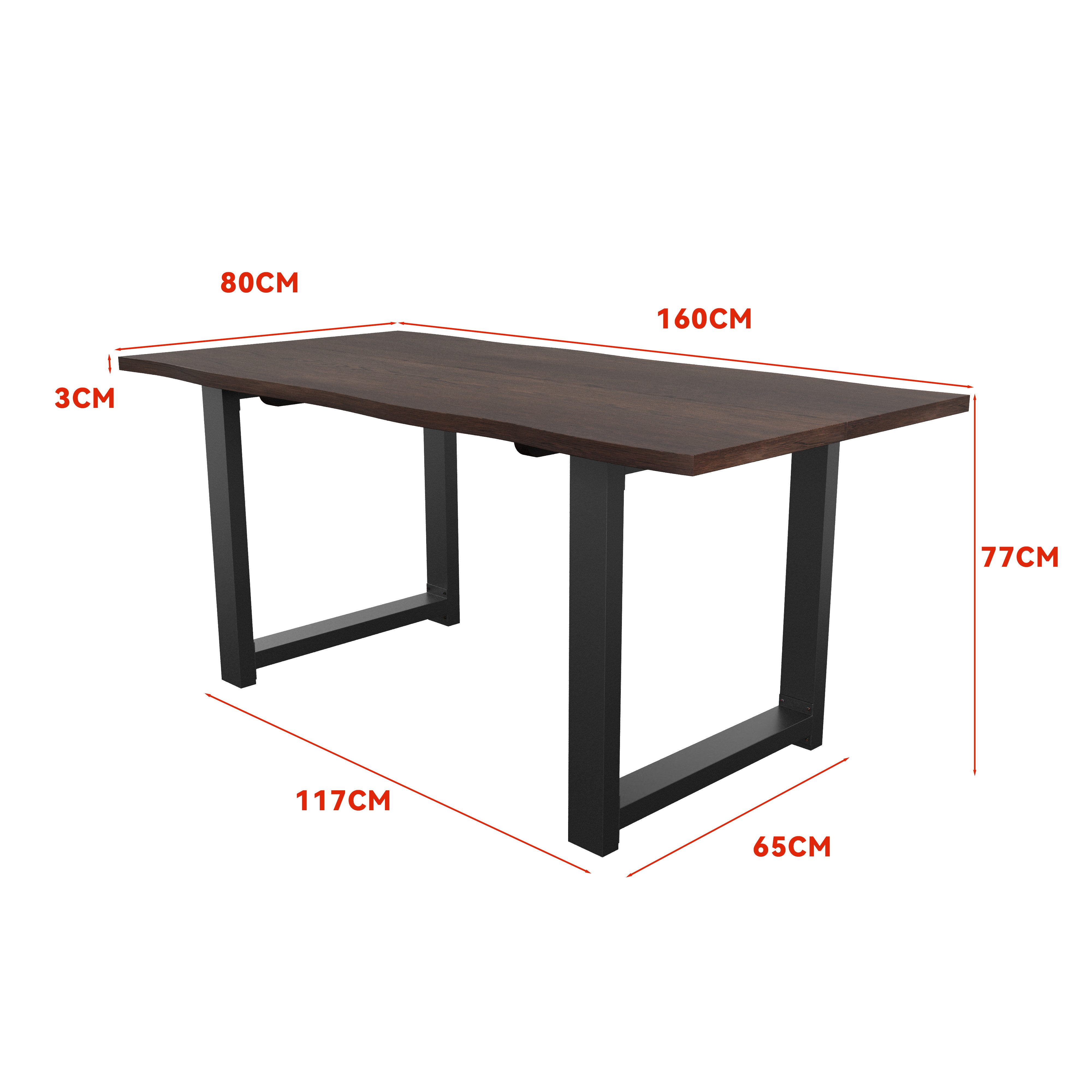 FUFU&GAGA Esstisch 160x80cm Massivholz, Baumkante Industrie-Design Braun