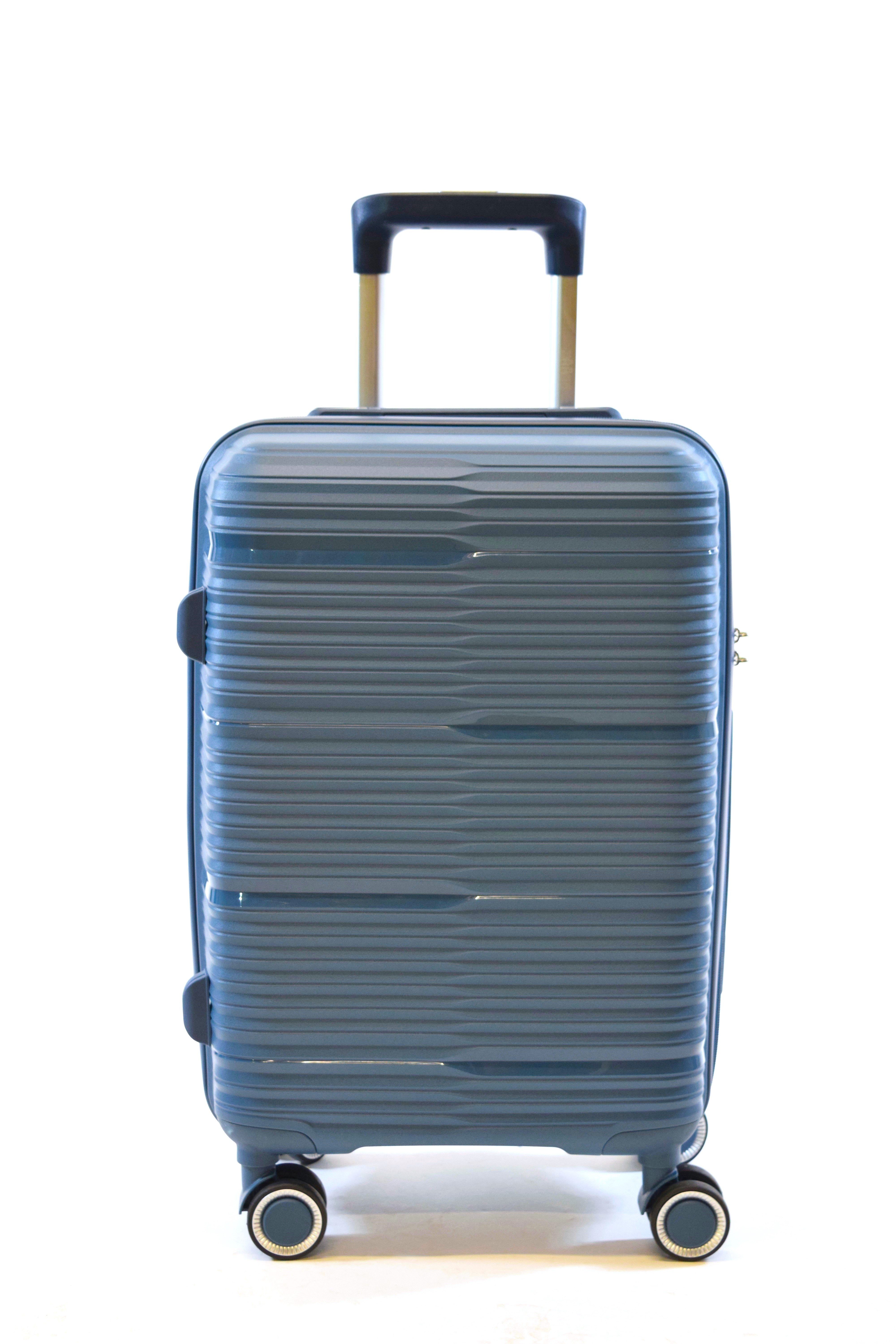 Zimmert Leather Hartschalen-Trolley Flightourer, 4 Rollen, Grau, Blau, Polypropylen, Bruchsicher, versenktes TSA Schloss