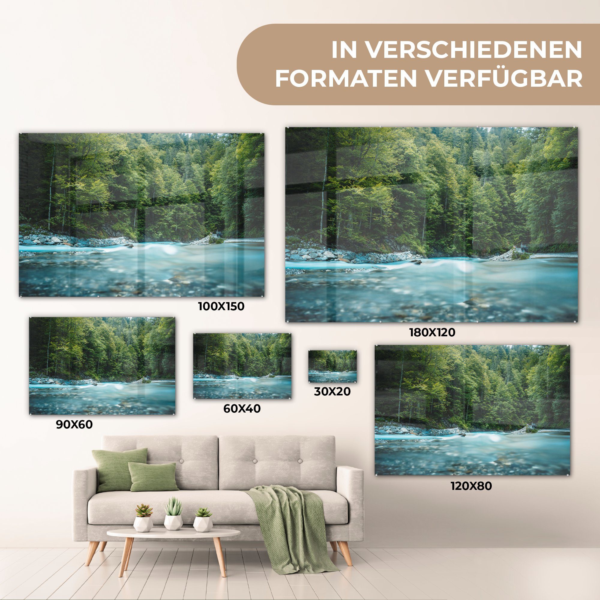 & - MuchoWow Wald, Schlafzimmer Wasser Wohnzimmer Acrylglasbild Acrylglasbilder (1 St), - Deutschland