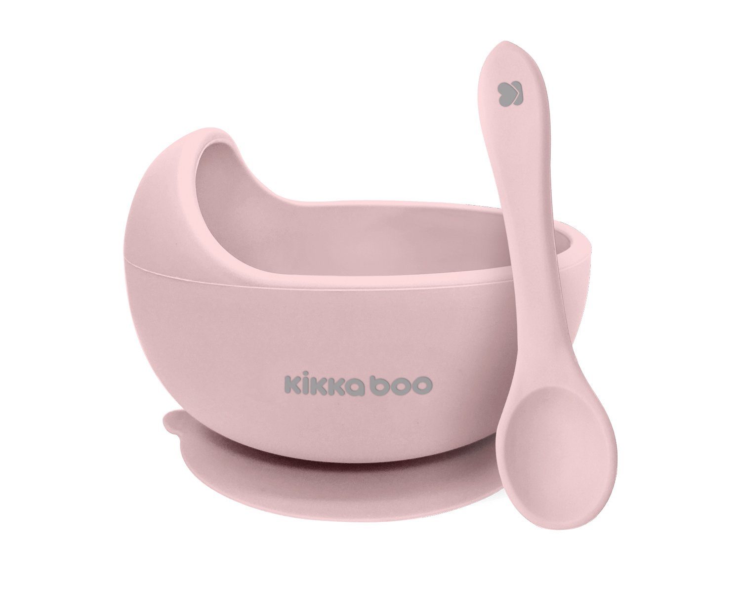 Kikkaboo Kunststoffteller Kinder Silikonschüssel Yummy, 250 ml Fassungsvermögen, Löffel, Saugfuß