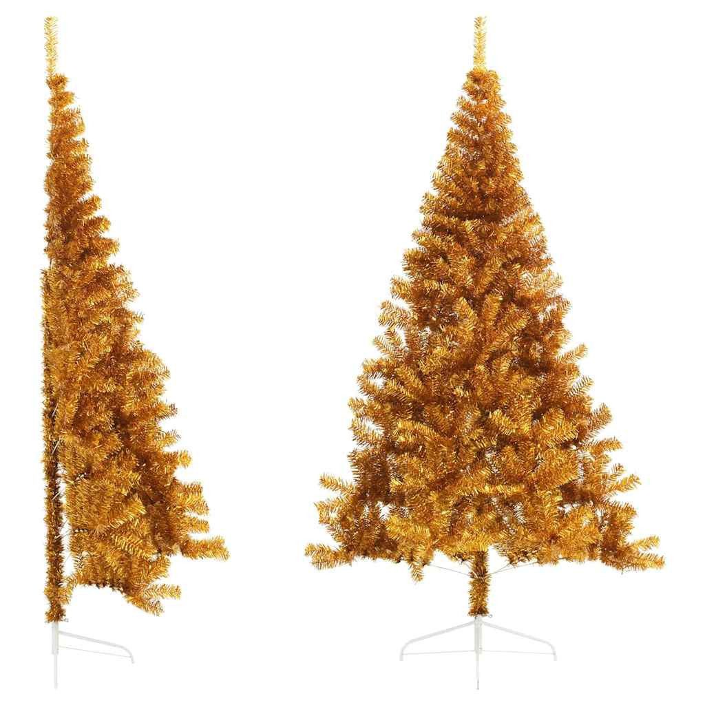 vidaXL Künstlicher Weihnachtsbaum vidaXL Künstlicher Halb-Weihnachtsbaum mit Ständer Gold 210 cm PET