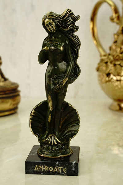 Kremers Schatzkiste Dekofigur Metall Figur Aphrodite nach Boticcelli 15 cm Patina Göttin der Liebe