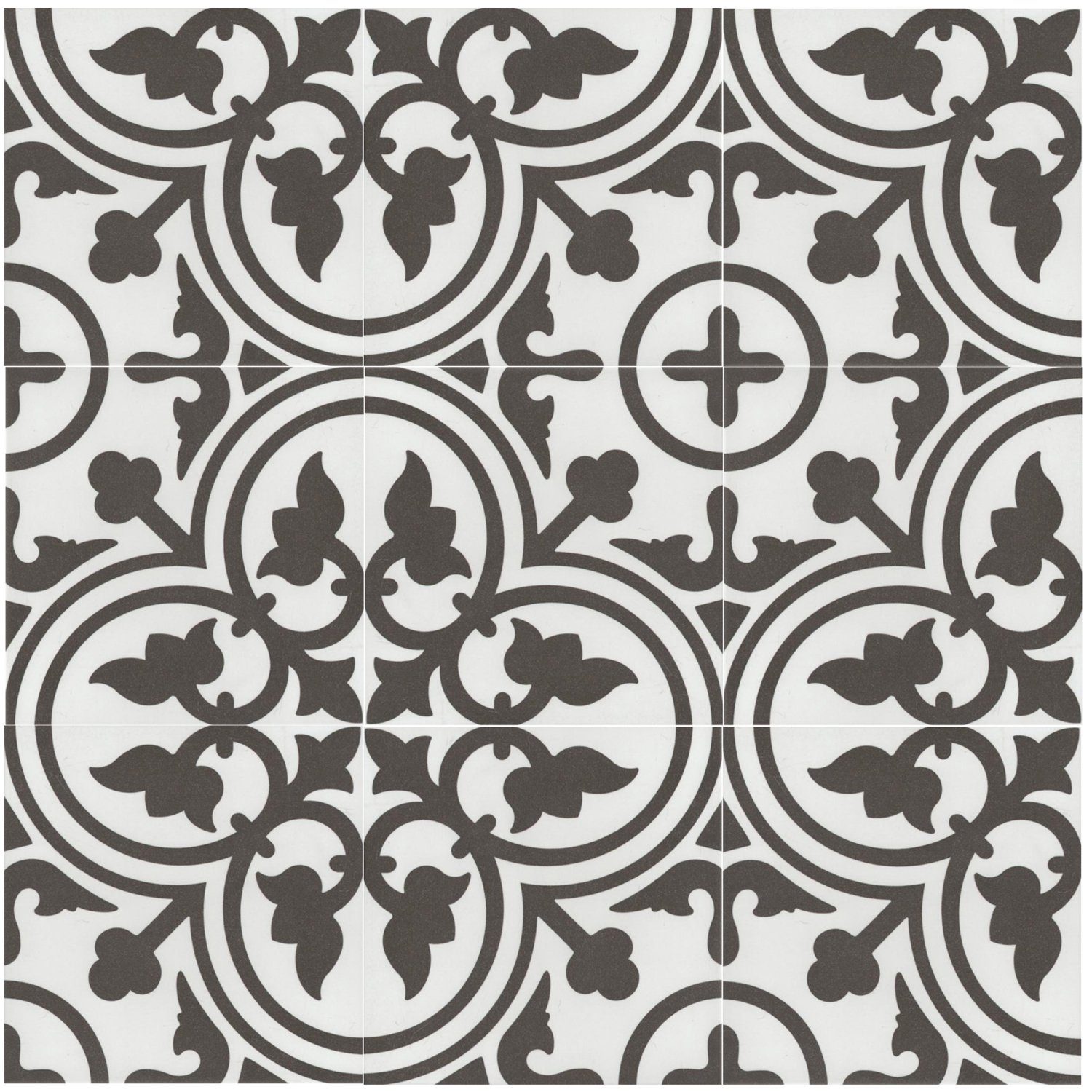 Casa Moro Bodenfliese Mediterrane Keramikfliesen orientalisch Flavie Blanc 20x20 cm, Weiß und Schwarz, 1 qm Feinsteinzeug in Zementoptik frostsicher, Bodenfliesen Wandfliesen für schöne Küche Flur Badezimmer, Zementfliesenoptik, FL7003