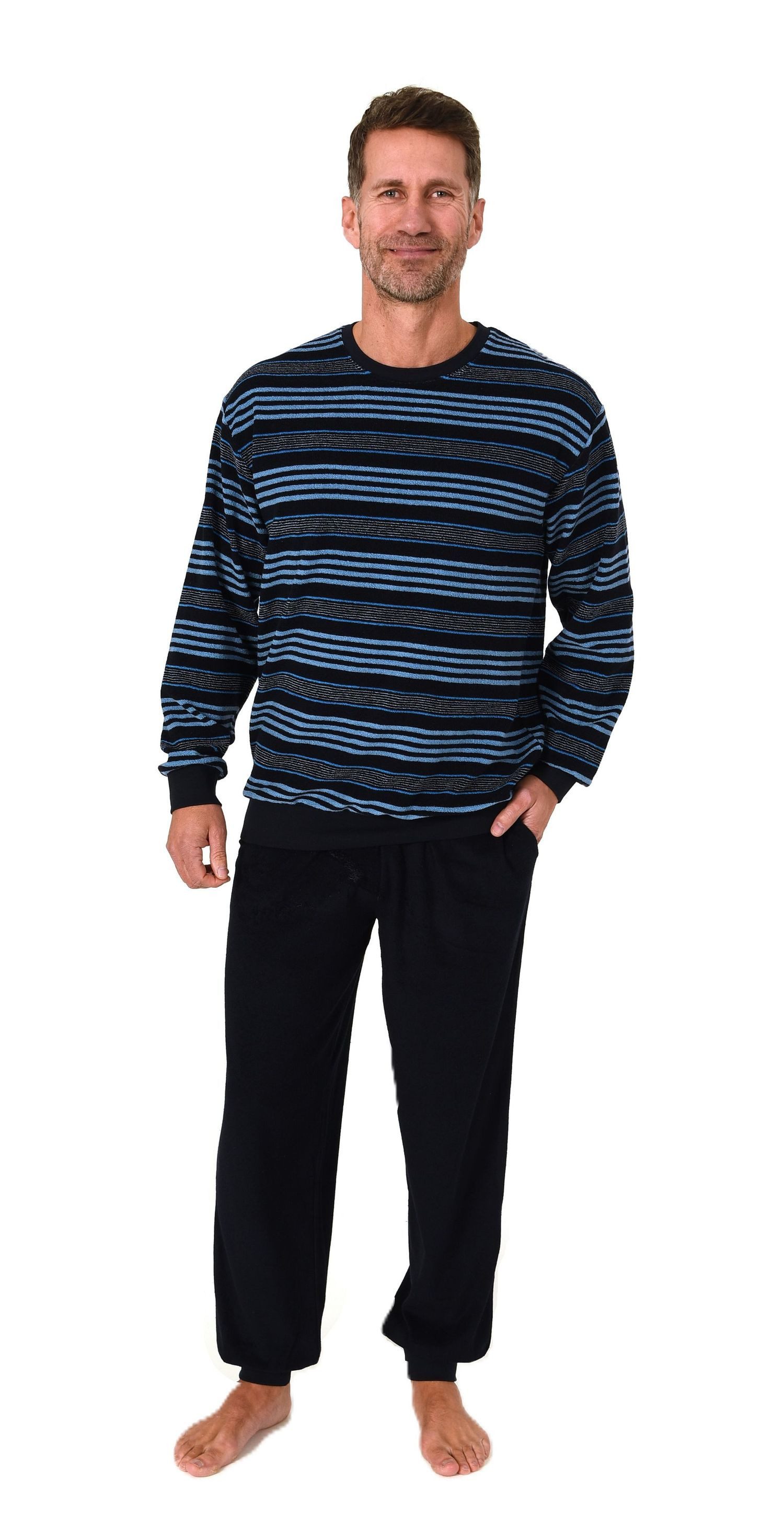 Normann Pyjama Normann Herren Frottee Schlafanzug Streifenlook – auch in Üb günstig online kaufen