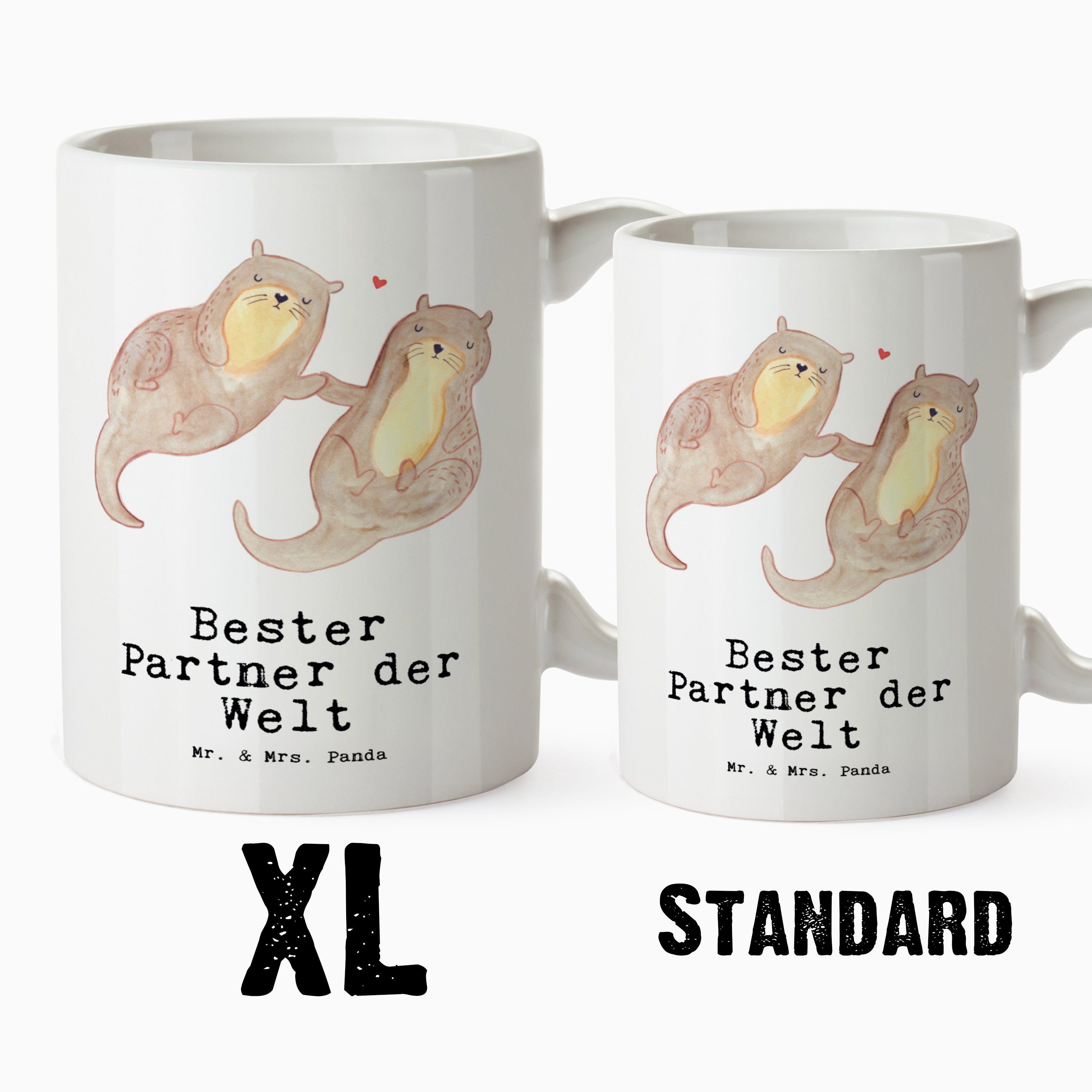 Mr. & spülmaschinenfest, Partner XL Weiß - Geschenk, Otter Tasse der Panda Keramik G, Bester Mrs. Tasse Welt 