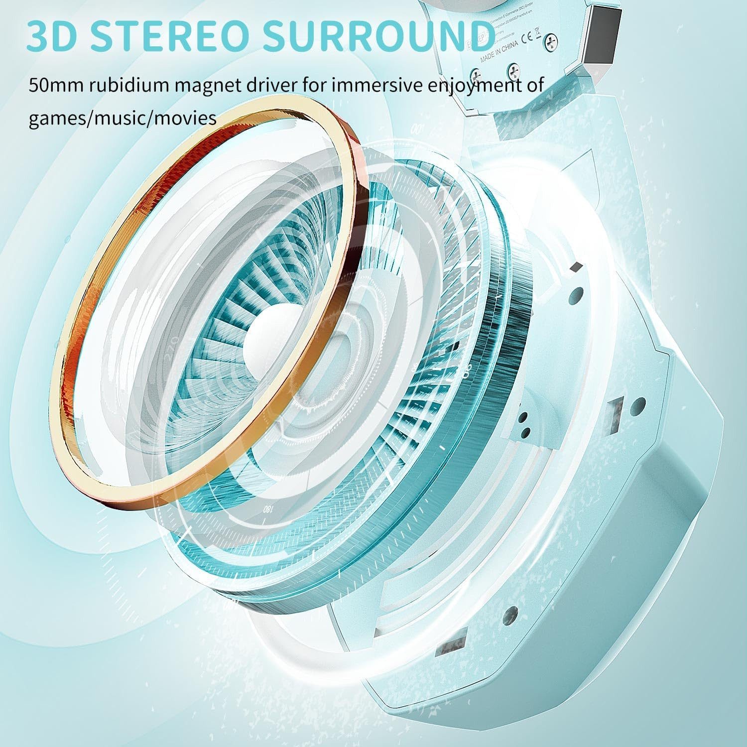 ozeino 3D Surround Sound Kopfhörer mit Mikrofon für Konsolen Gaming-Headset (Noise Cancelling Mikrofon sorgt für störungsfreie Kommunikation und klare Sprachübertragung während intensiver Online-Games., Noise Cancelling Headset mit RGB Licht für PC und Laptop)