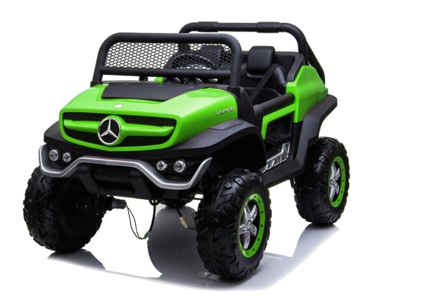 BoGi Elektro-Kinderauto Mercedes UNIMOG XXL 2-Sitzer Elektroauto Kinderfahrzeug 4x45W 12V 14Ah