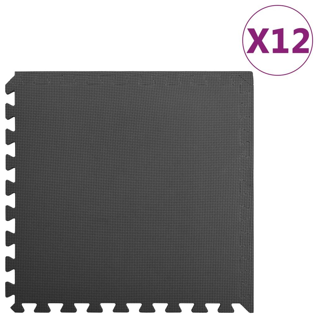 Bodenmatte Bodenmatten 12 Stk. 4,32 m² EVA-Schaumstoff Schwarz