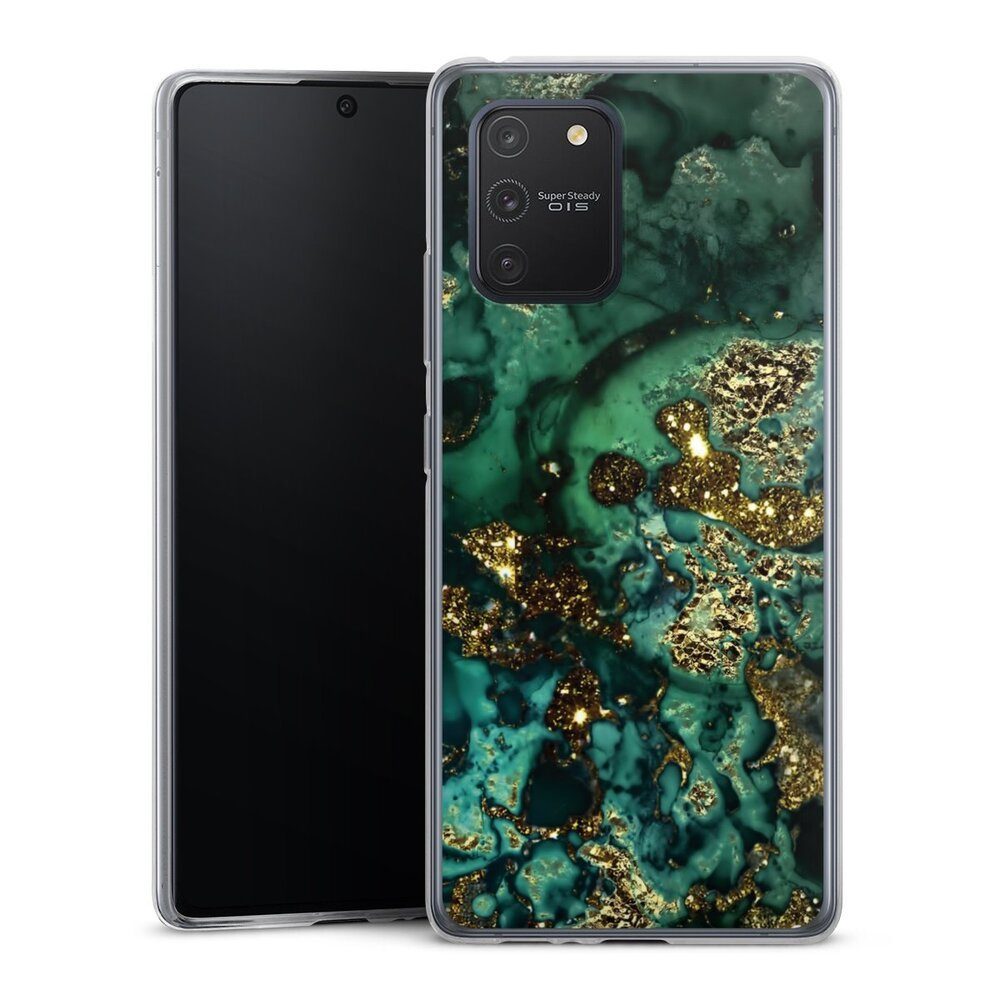 DeinDesign Handyhülle Marmor Glitzer Look Muster Cyan Glitter Marble Look, Samsung Galaxy S10 Lite Slim Case Silikon Hülle Ultra Dünn Schutzhülle