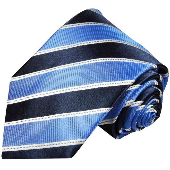 Paul Malone Krawatte Herren Seidenkrawatte modern gestreift 100% Seide Breit (8cm) blau dunkelblau 454