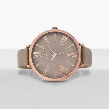 OOZOO Quarzuhr XXL Damenuhr C9559 rose taupe Struktur-Zifferblatt Lederband 48 mm