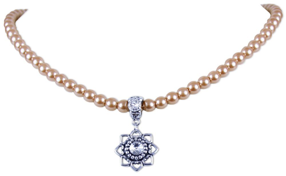 LUISIA® Perlenkette Perlencollier "Tessa" mit Herzblüte mit Swarovski® Elements (inkl. Schmuckbox)