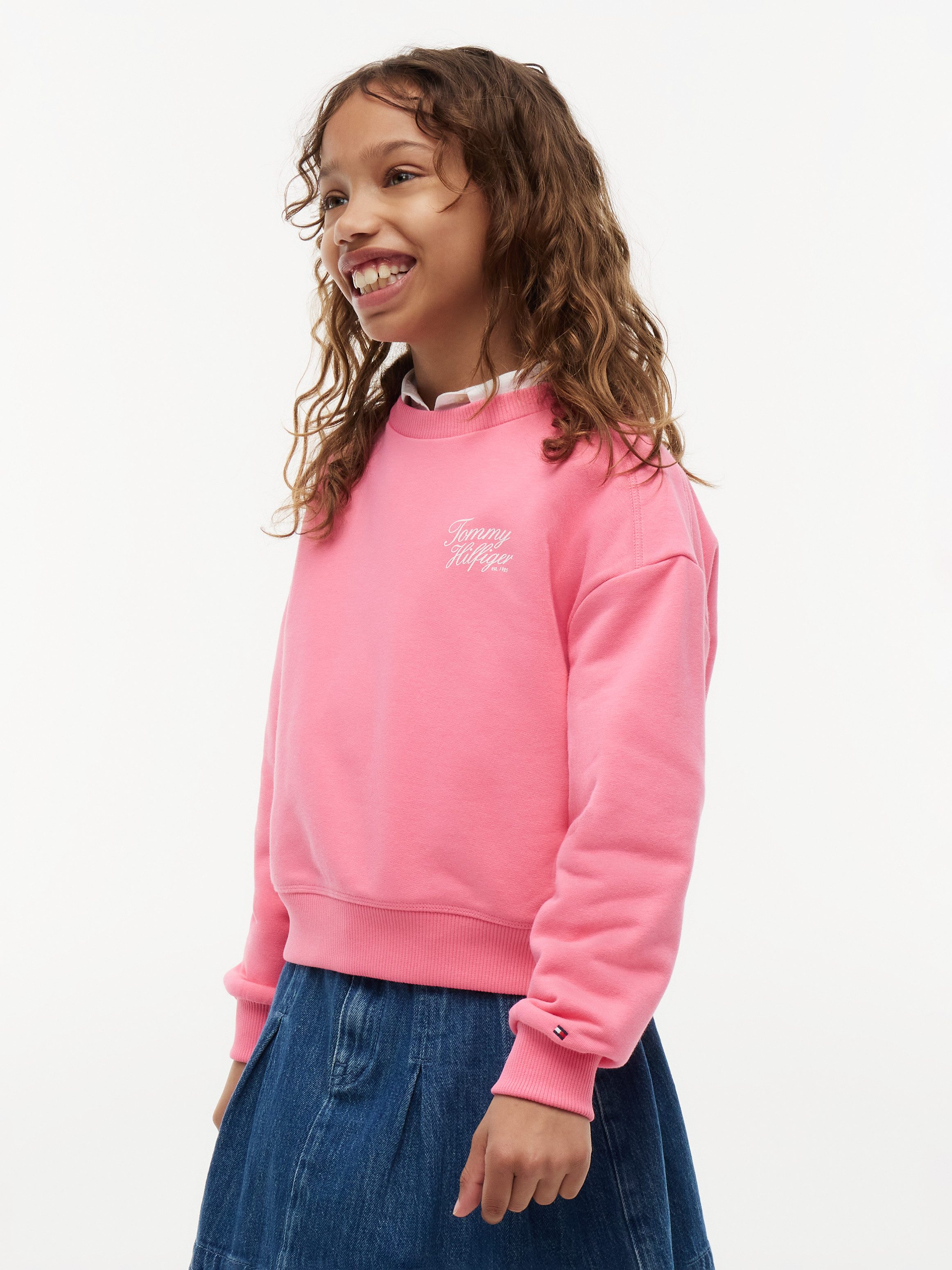 Tommy Hilfiger Sweatshirt TOMMY SCRIPT PRINTED SWEATSHIRT Rundhalsausschnitt, Regular Fit, Kinder bis 16 Jahre