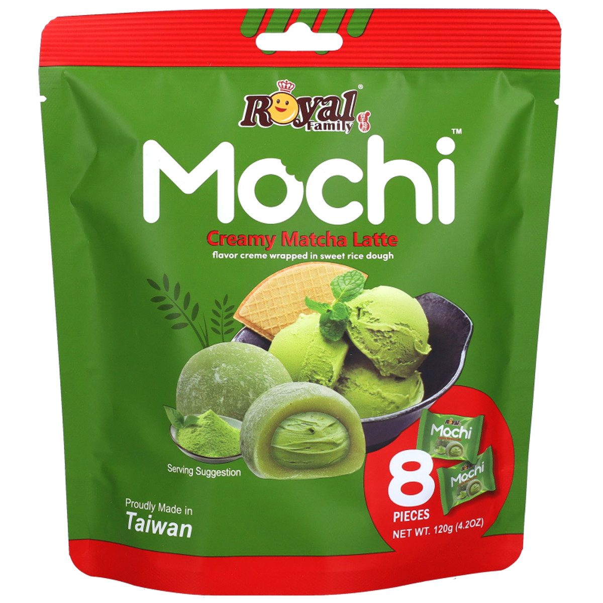 Royal Family Kuchen, Royal Family Mochi Creamy Matcha Latte einzeln verpackt 120g