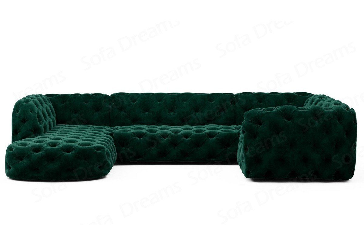 Sofa Dreams Wohnlandschaft Stoff Couch Design Chesterfield grün37 U Stoffsofa, Sofa Form Couch Lanzarote Stil im