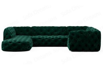 Sofa Dreams Wohnlandschaft Stoff Sofa Design Couch Lanzarote U Form Stoffsofa, Couch im Chesterfield Stil