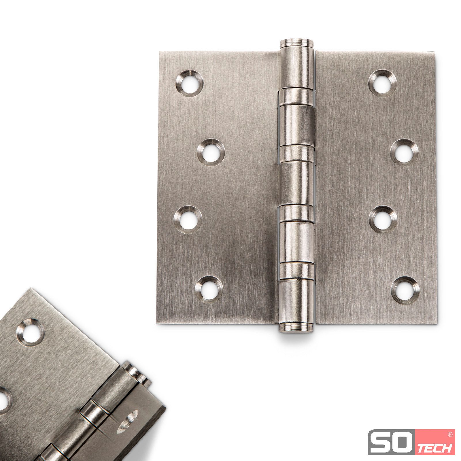 SO-TECH® Türbeschlag Türscharnier Edelstahl SS304 Aufschraubband (2 St), 101 x 101 x 2,5 mm, Edelstahl gebürstet