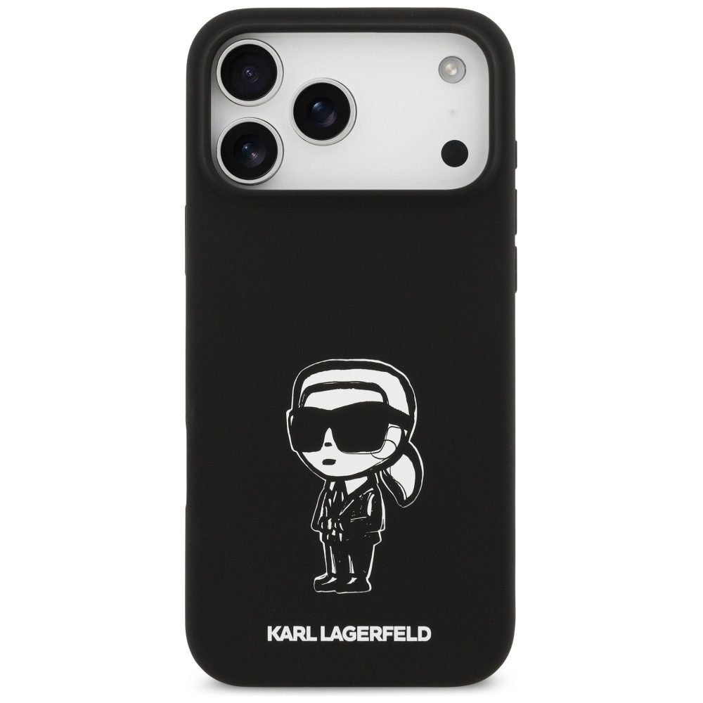 KARL LAGERFELD Handyhülle MagSafe iPhone 17 Pro Max Silikon schwarz Logo 6,9 Zoll, Kantenschutz