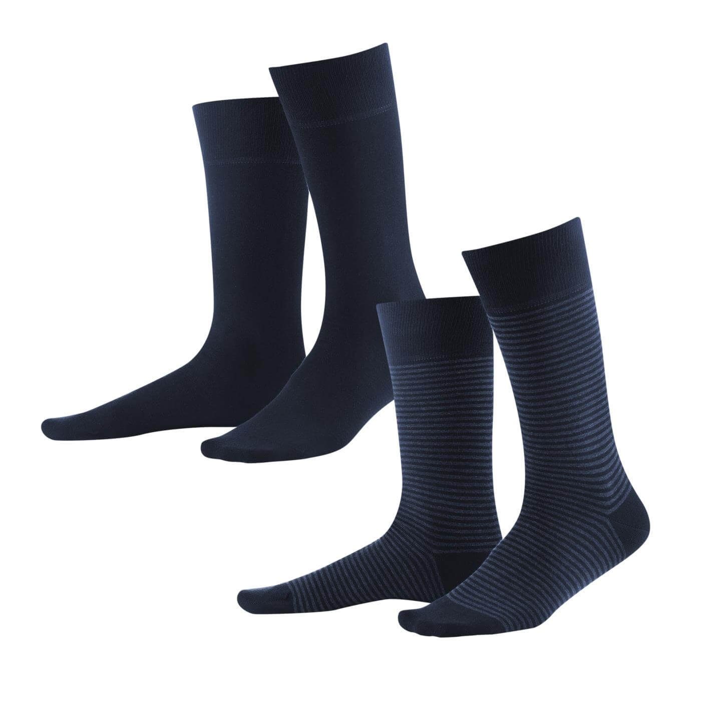 ARNI Mittelhoher LIVING Navy/Indigo breiten Feinripp-Bündchen Socken CRAFTS Melange mit Schaft Dark