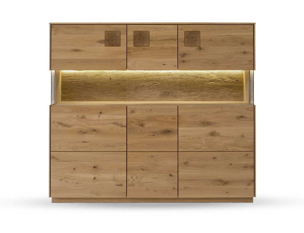 Main Möbel Highboard Highboard 165x145cm 'Monza' Wildeiche geölt
