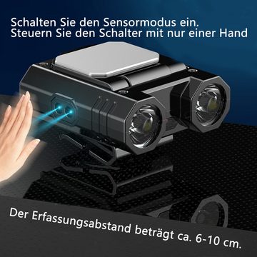 Yuede Stirnlampe kopflampe, Stirnlampe led wiederaufladbar, Helligkeit 300 Lumen, (5 Beleuchtungsmodi, intelligenter Schalter, super lange Akkulaufzeit, Kann auf dem Kopf getragen oder Clip am Hut), Geeignet für Outdoor, Bergsteigen, Angeln