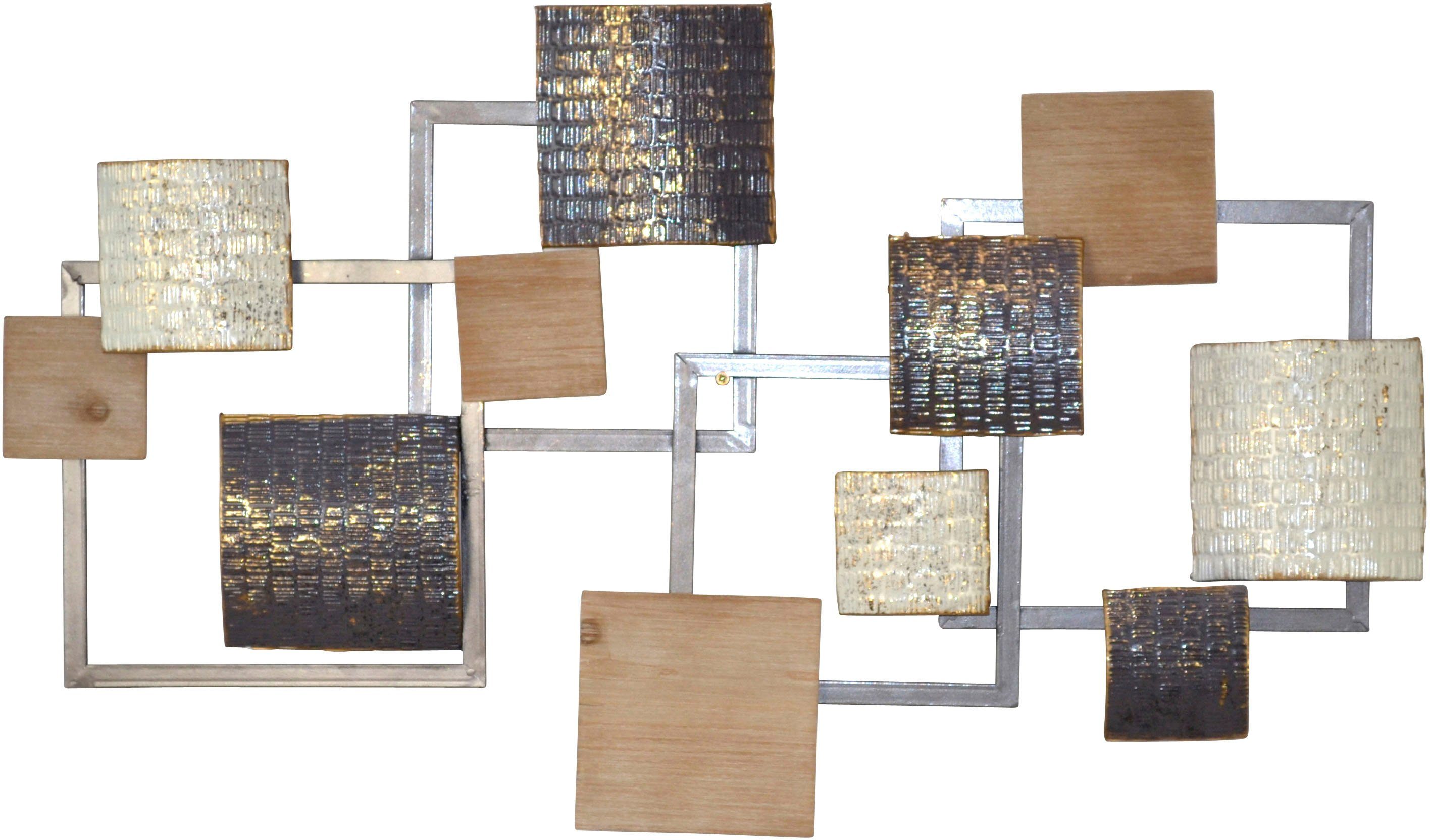 pajoma® Wanddekoobjekt Wanddekoration (1 St), Meterial-Mix Metall und Holz, geometrische Formen