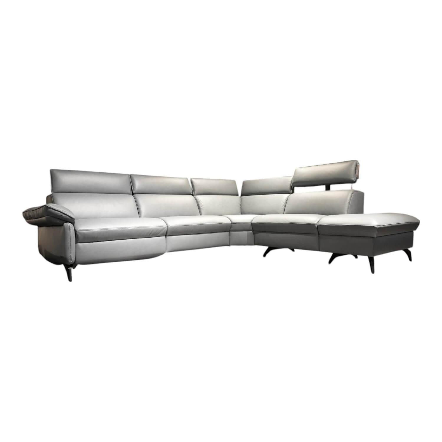 himolla Ecksofa Ecksofa 1267 Leder 24 Longlife Sea Wallfree Grau Füße Schwarz