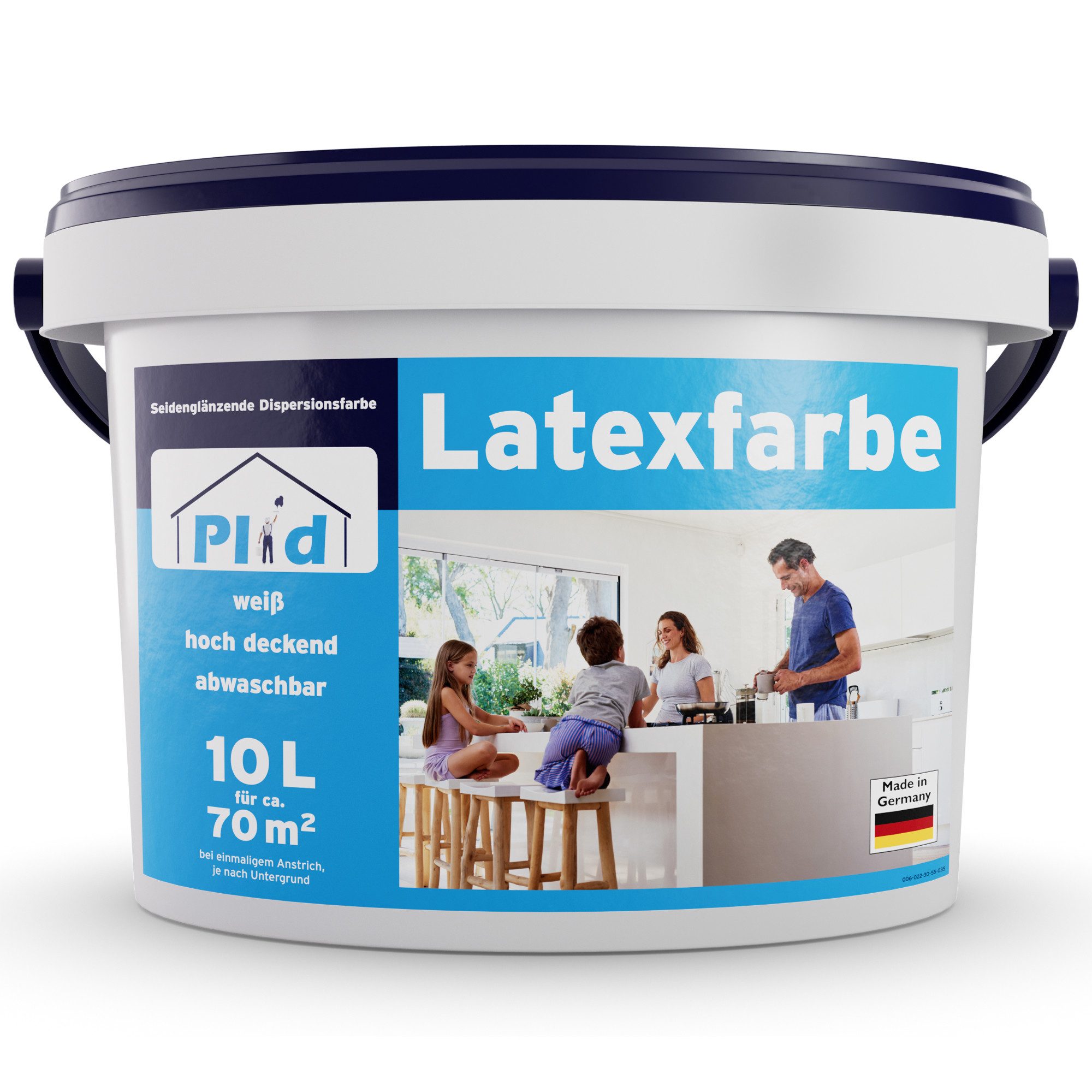 plid Latexfarbe Latexfarbe abwaschbare Wandfarbe Küchenfarbe Innenfarbe Badfarbe, Schnelltrocknend, spritzarm, verarbeitungsfertig