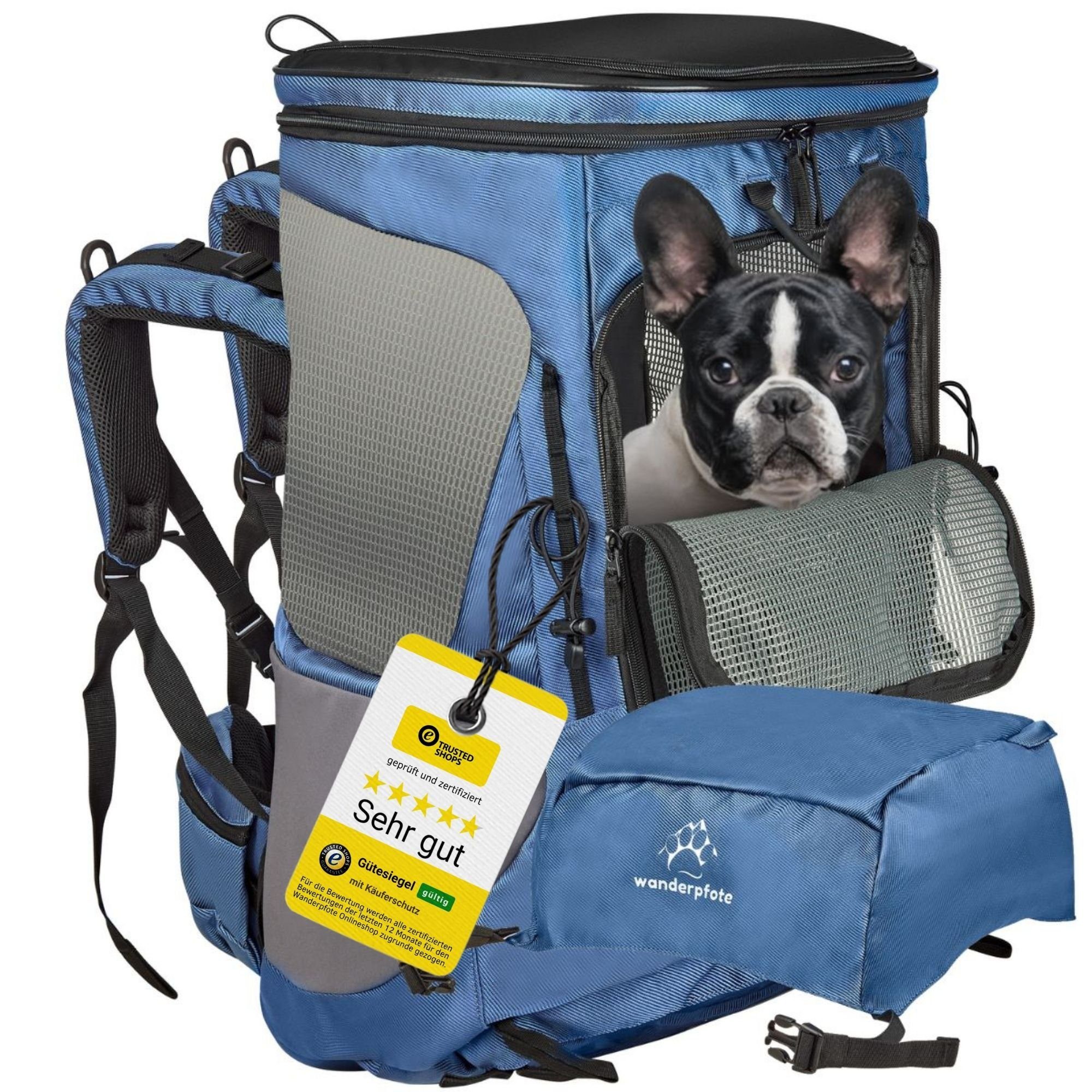 Wanderpfote Tiertransporttasche Wanderpfote Trekking-Hunderucksack in zwei Größen – 12 kg zum Wandern