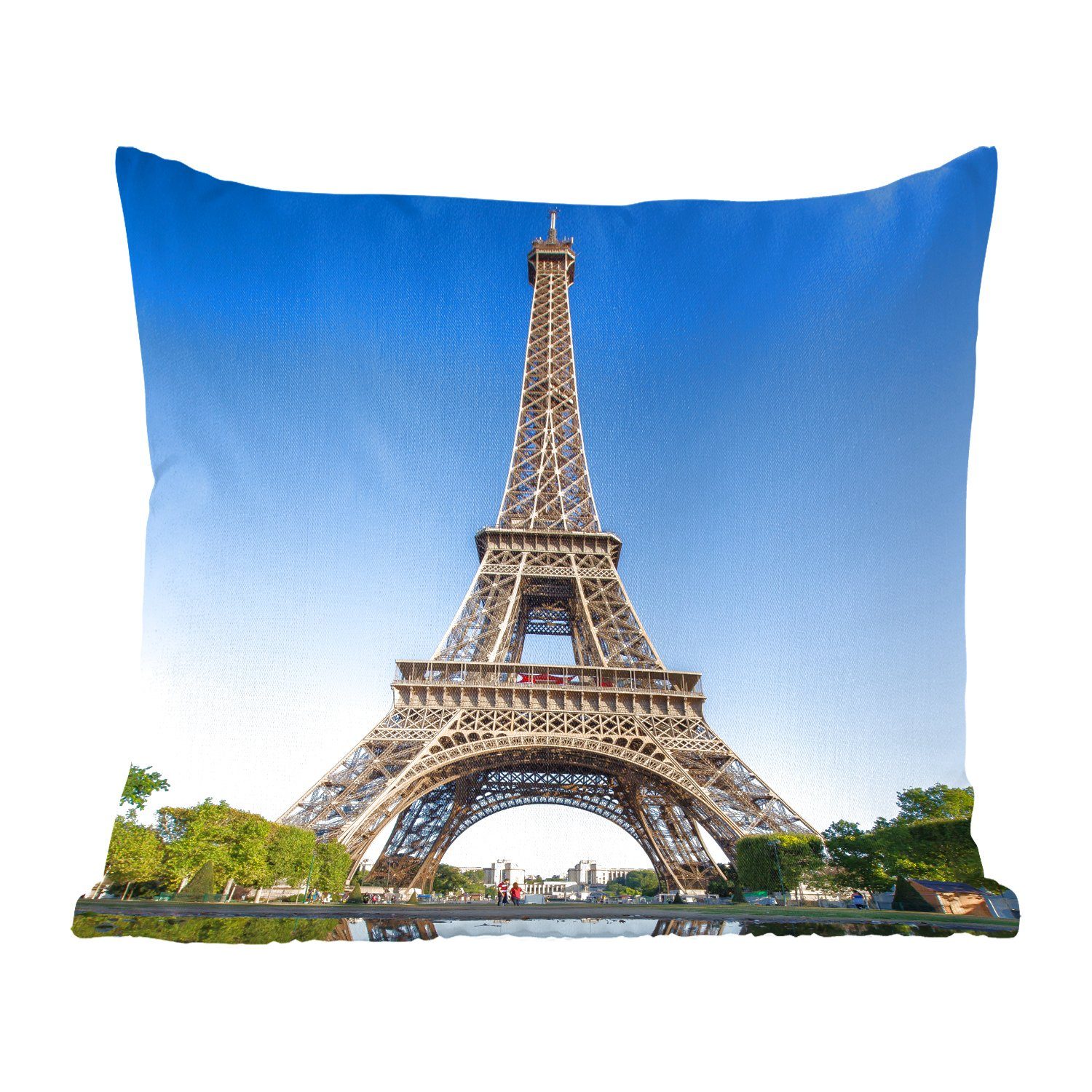 Eiffelturms Originalfoto Dekokissen Wohzimmer, Schlafzimmer, Sofakissen Füllung in MuchoWow Deko, für des mit Paris, Zierkissen