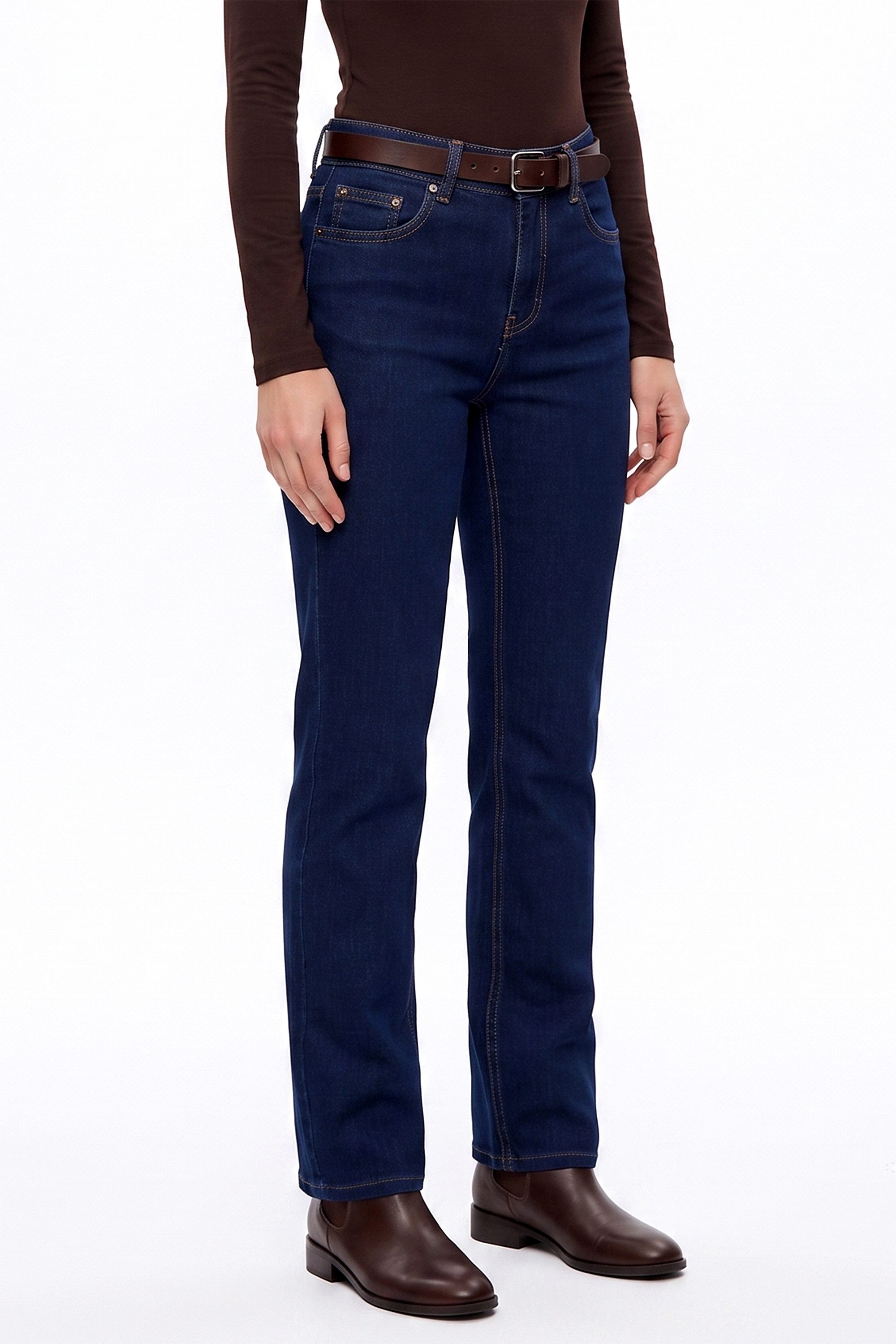 ESRA Regular-fit-Jeans Damen Jeans Straight Leg Stretch Jeans Damen Gerades Bein Jeanshose Straight Jeans Damen Geradeschnitt High Waist Jeanshose bis Übergröße – Bild 4 von 5