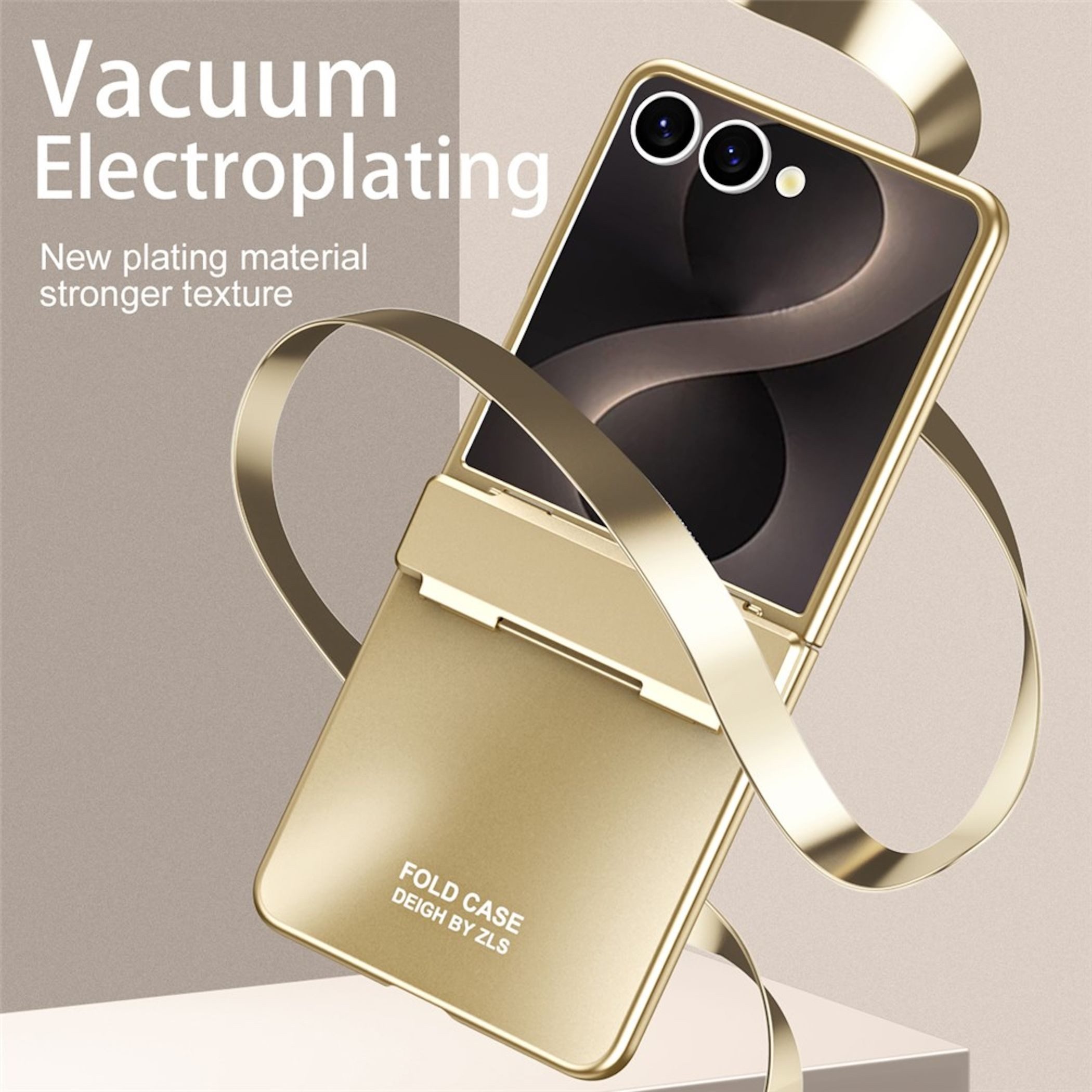 Wigento Handyhülle + 9H Schutzglas für Samsung Galaxy Z Flip8 Scharnier Schutz Gold 6,90 Zoll, Scharnier Schutz, Displayschutz, erhöhte Ränder – Bild 5 von 5