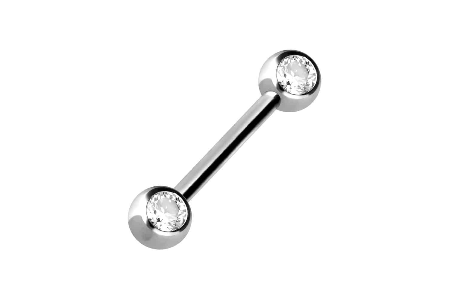 PIERCINGLINE Brustwarzenpiercing Chirurgenstahl Barbell SEITLICHE KRISTALLE (Barbells, 1-tlg)