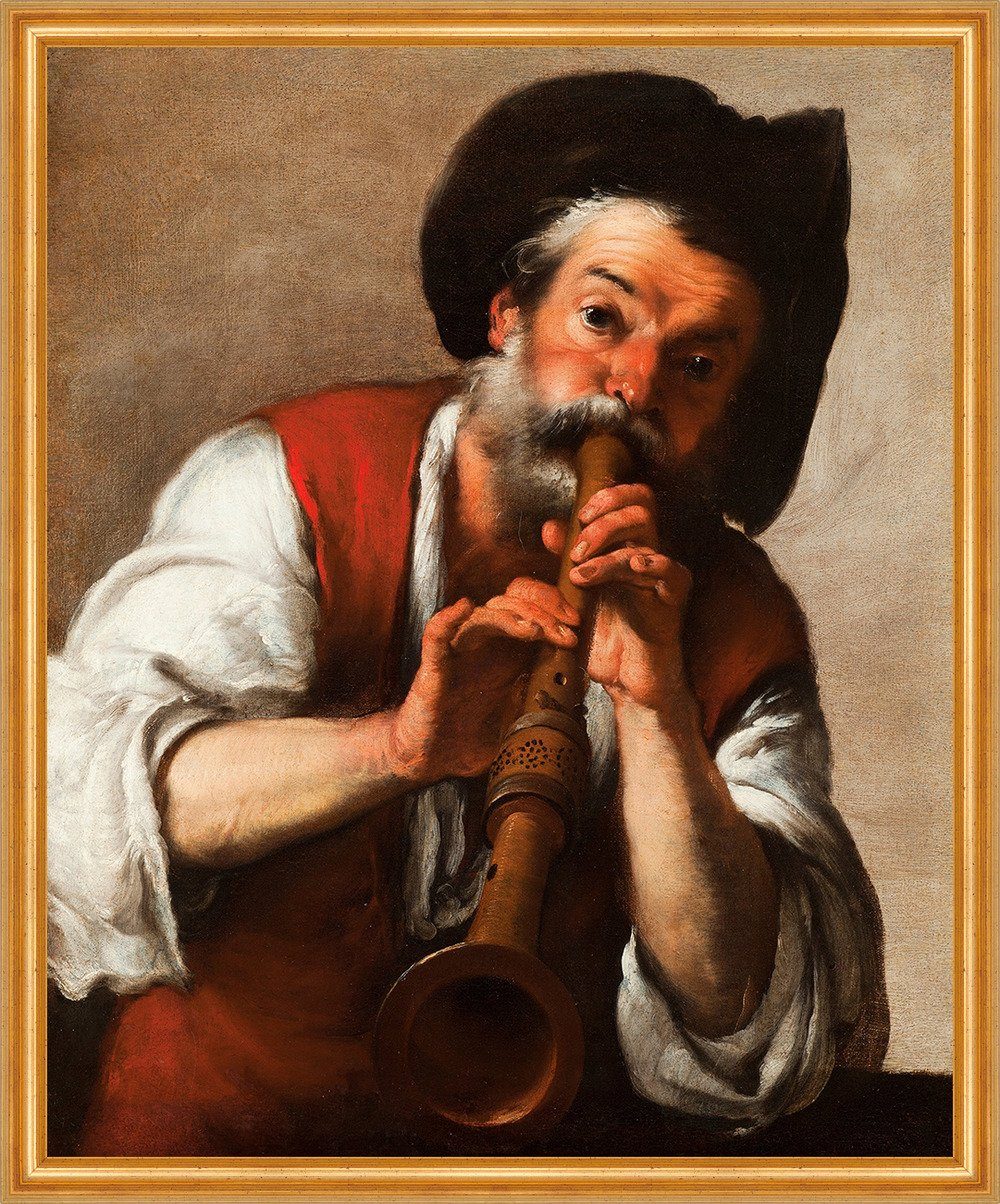 Kunstdruck The Flute Player Bernardo Strozzi Flöte Musik Holzinstrumente Mann B A, (1 St)