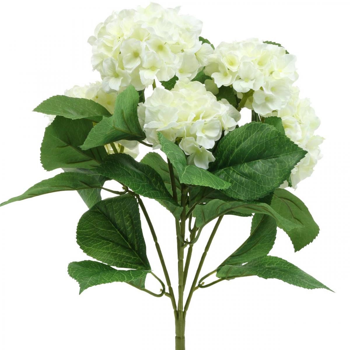 Kunstblume Hortensie künstlich Weiß 42cm – Seidenblumen Strauß Sommerdeko, Viana, Höhe 42 cm